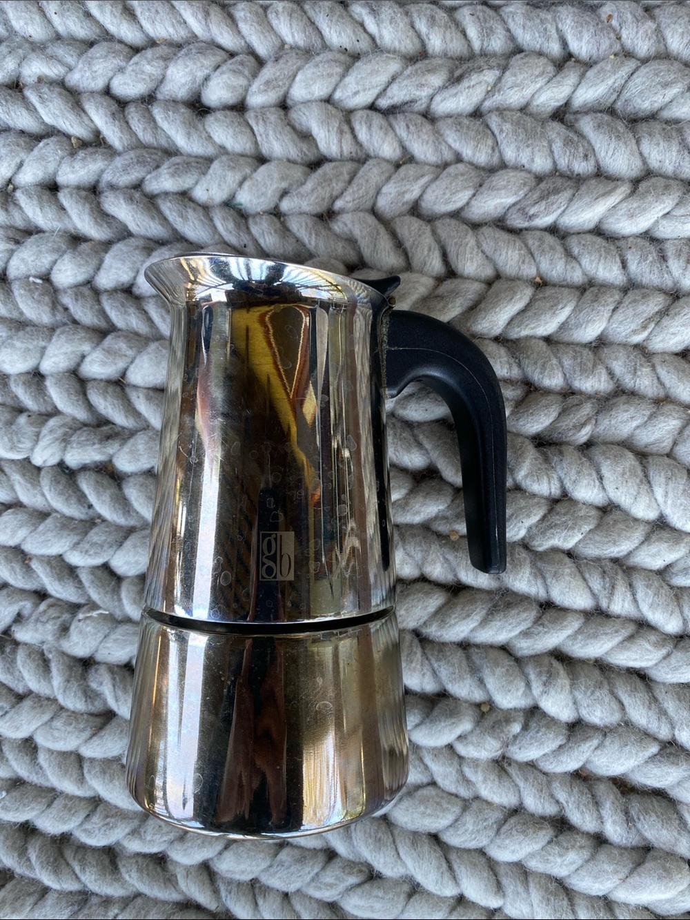 Gianni Bini Stainless Steel Stovetop Espresso Maker with Black Handle